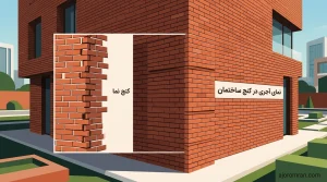 آجر ال در کنج نمای ساختمان و اجرای گوشه آجری